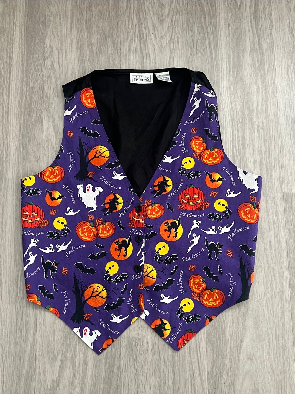 Basic Editions XL Purple Halloween Pumpkin Ghost Vest Vintage